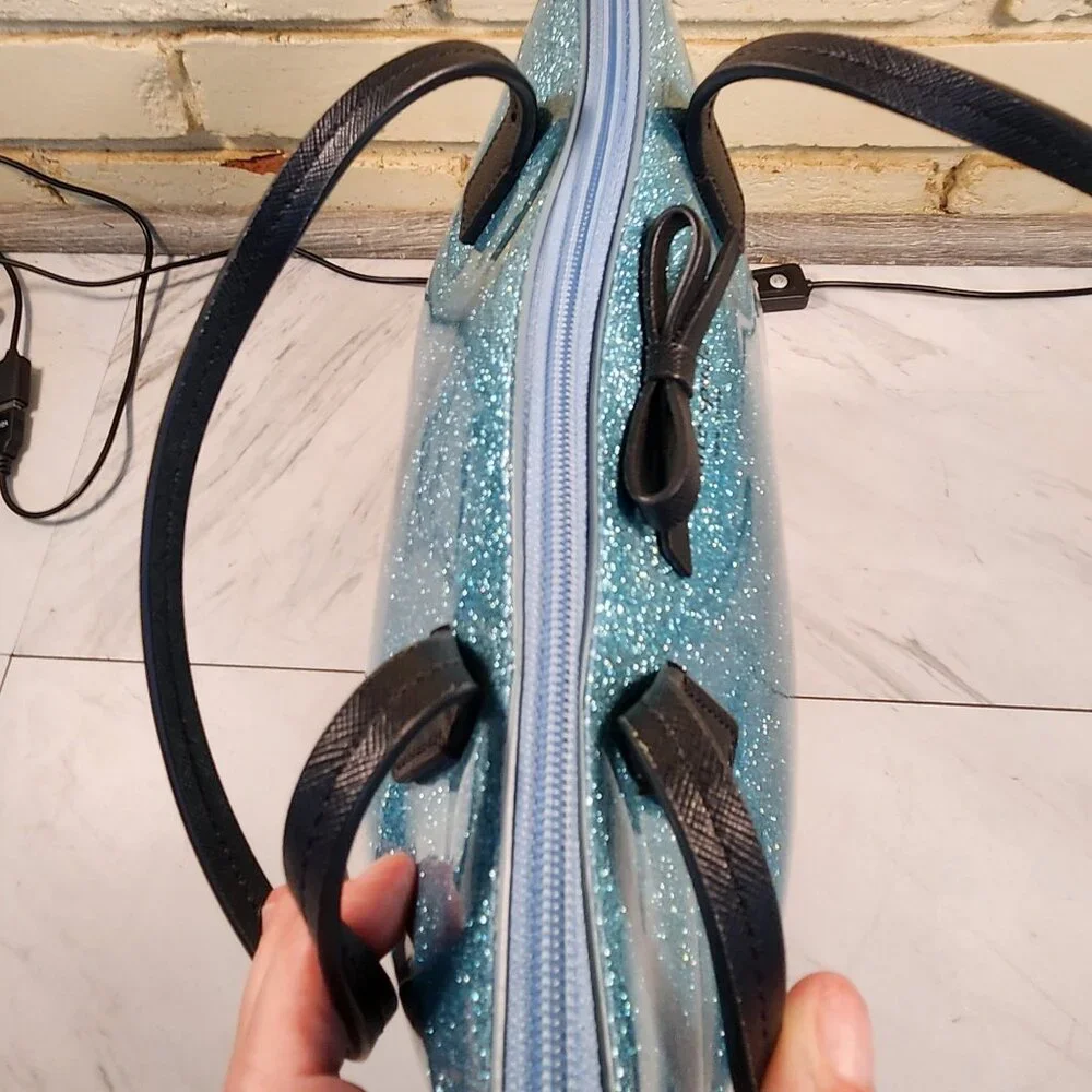 Like New Kate Spade Mavis Street Jeralyn Lakesedge Blue Glitter Tote Bag Purse - Picture 10 of 12